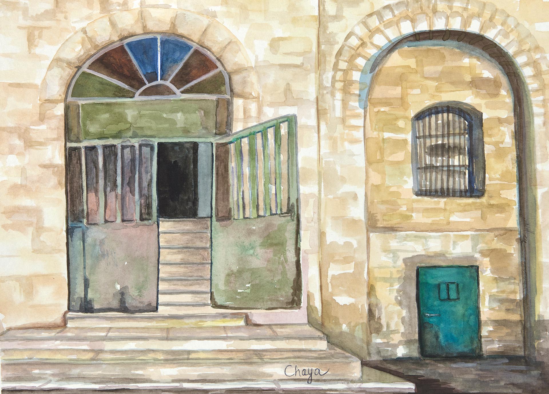 <h9> Doorways of Israel Watercolor <br>12x9<br> $500 </h9>